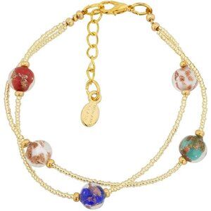 Venice Aurora Murano Glass Bracelet Multicolor Handmade with Italian Sparkling B